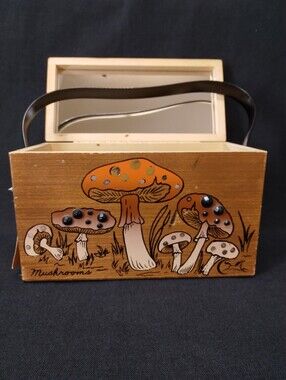 1960s Enid Collins Original Wood Box Purse by Collins of Texas Mushrooms